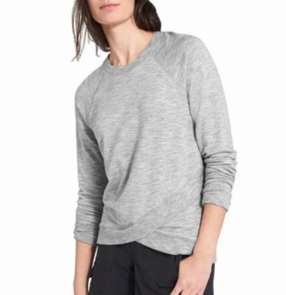 Athleta Gray Criss Cross Hem Sweatshirt  - Large